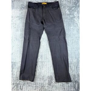 Regal Exchange Moto Biker Jeans Mens 32x32 Black Cotton Mid Rise Tapered Leg